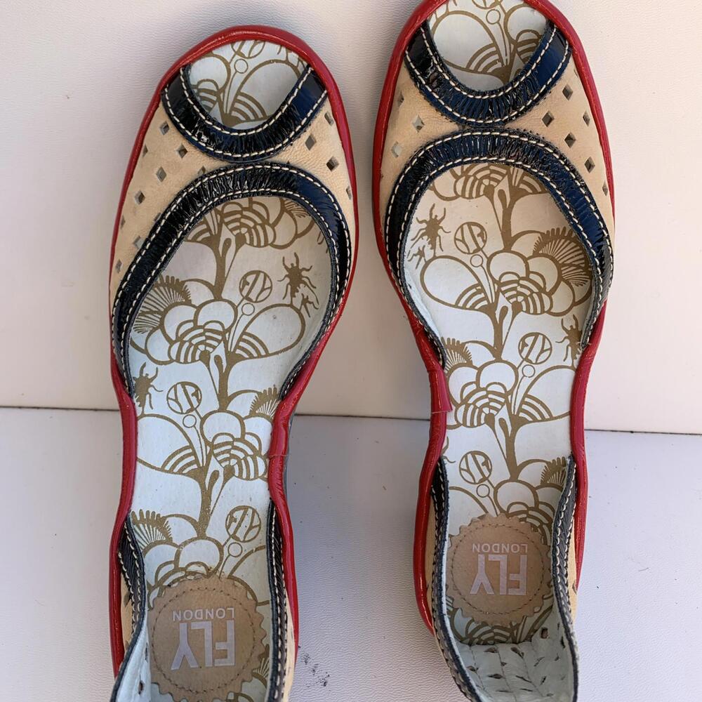 Fly London P500477017 Women's Ankle Strap Sandals Red White Wedges Size 7 - Picture 15 of 15
